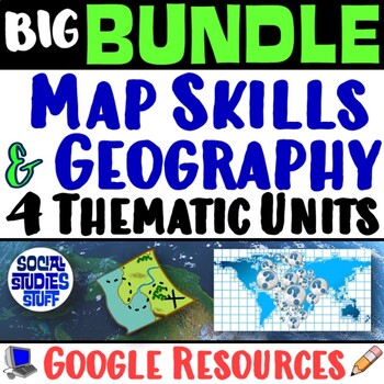 Preview of Intro to World Geography, Continents, Map Skills 4 Units | Google BIG BUNDLE