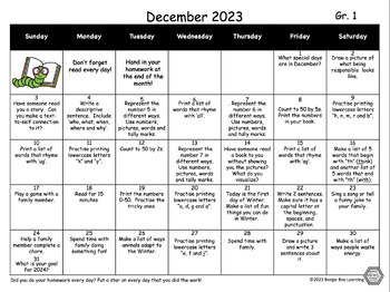 MEGA BUNDLE! Grade 1, 2 & 3 Homework Calendars - 2023-2024 -New!