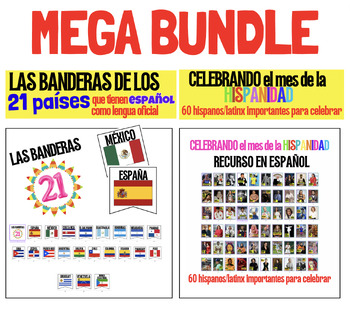 Preview of MEGA BUNDLE:Hispanic heritage month: Posters, research pages and flags (SPANISH)