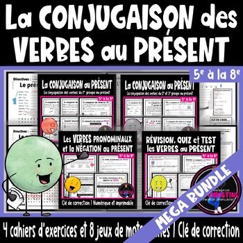 Preview of Les verbes au présent I 4 cahiers d'activités et 8 mots cachés I French Verbes