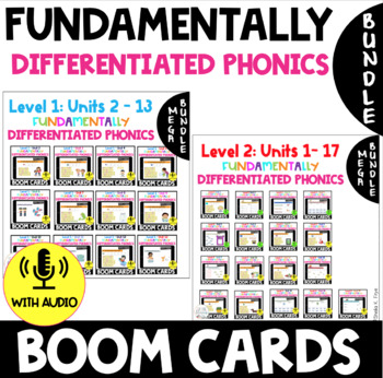 Preview of MEGA BUNDLE | Level 1 and Level 2 | Digital BOOM CARDS | Fun Phonics 