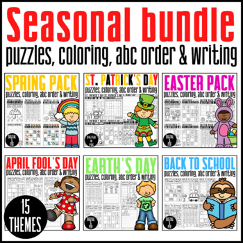 Preview of MEGA BUNDLE: PUZZLES/ABC ORDER/WORD SEARCH/ WRITING/COLORING/DIGITAL