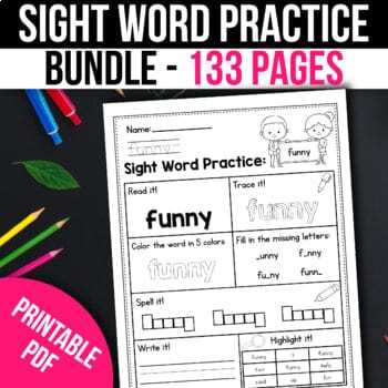 kindergarten sight word practice morning work worksheets free bonus summer