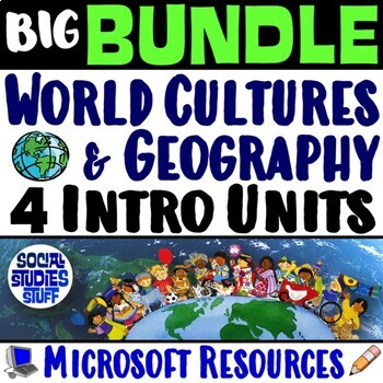 Preview of World Culture, Geography, Government, Economy Intro Units | Microsoft BIG BUNDLE