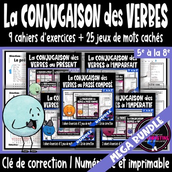 Preview of Les verbes I 9 cahiers d'activités + 25 jeux de mots cachés I French MEGA BUNDLE