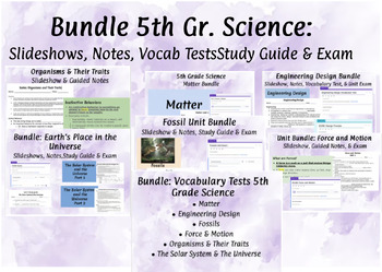 Preview of MEGA Bundle: TN 5th Science- Slideshows, Notes, Exams, Vocabulary Tests