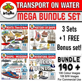 Preview of MEGA Bundle: The History of Ships & Boats - Then & Now 190+ Clipart Images