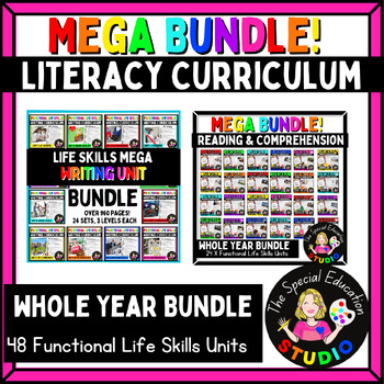 Preview of MEGA Curriculum BUNDLE writing, reading & comprehension functional skills units