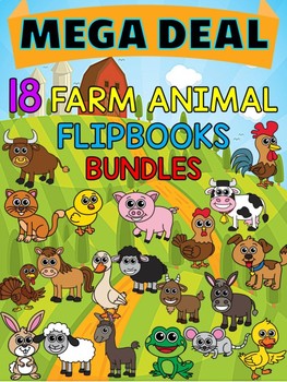 Preview of MEGA DEAL BUNDLE : 18 Farm Animal Flip books : Research, Report, Animals