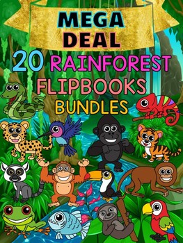 Preview of MEGA DEAL BUNDLE : 20 Rain Forest Animals Flip books : Research, Report