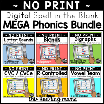 Preview of MEGA Digital Phonics Activities Bundle (Spell in the Blank)