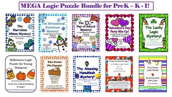 Preview of MEGA Logic Puzzle Bundle for Young Learners!