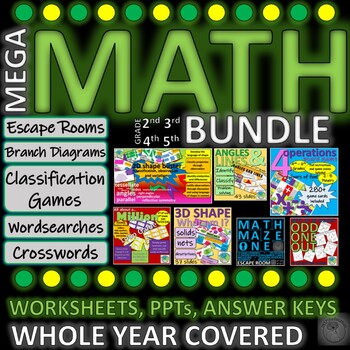 Preview of MEGA MATH BUNDLE Back to School-all topics for a whole year, download and teach