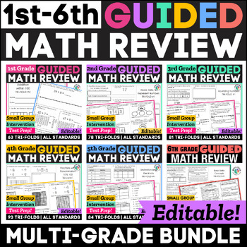 Preview of MEGA Math Review Bundle: 1st-6th Grade Intervention, Test Prep, Spiral Review