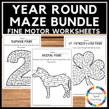 Preview of MEGA NO PREP Tracing, Maze & Coloring Printable Worksheets Bundle