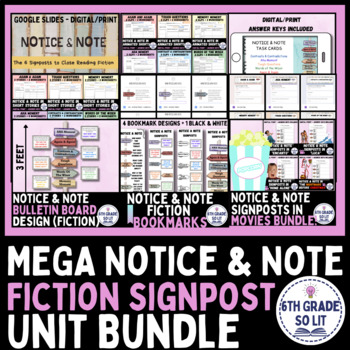 Preview of MEGA Notice and Note Signposts Fiction Unit Bundle/Google Classroom