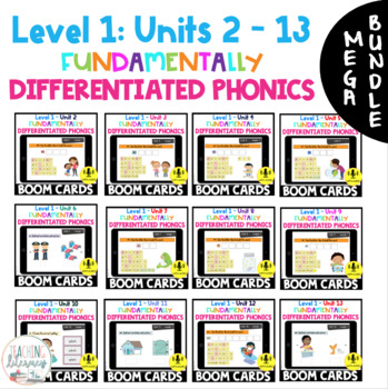 Preview of MEGA PHONICS BUNDLE | Level 1 | Units 2 - 13 | BOOM CARDS | Science of Reading