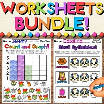Preview of Worksheets Growing Bundle Printable Literacy, Math, & Science for Morning Tub
