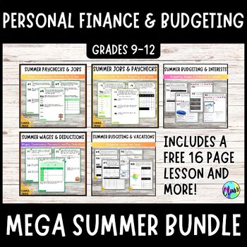 Preview of MEGA SUMMER BUNDLE | Personal Finance and Budgeting | End of the Year Math