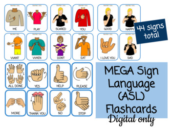 Preview of MEGA Sign Language (ASL) Flashcards, Preschool, Homeschool, signing