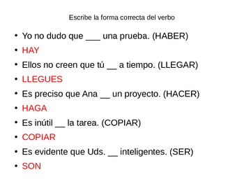 MEJOR QUE TÚ GAME: Subjuntivo vs Indicativo vs Infinitivo by barbara davis