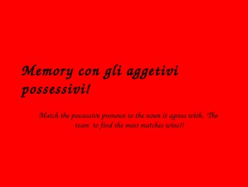 Preview of MEMORIA CON GLI AGGETTIVI POSSESSIVI