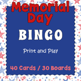 MEMORIAL DAY BINGO & Memory Matching Card Game Activity