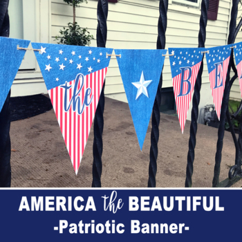 Preview of MEMORIAL DAY Banner -AMERICA the BEAUTIFUL - PDF file - Digital file -Digital