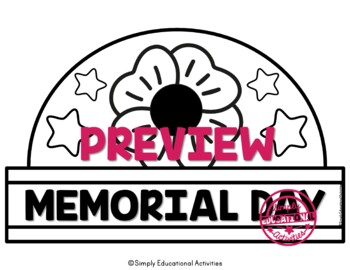 MEMORIAL DAY CRAFTS POPPY HAT TEMPLATES OR HEADBAND MAY COLORING CUTTING  CROWN