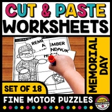 MEMORIAL DAY CRAFT MAY CUT & PASTE PUZZLE COLORING PAGE WO
