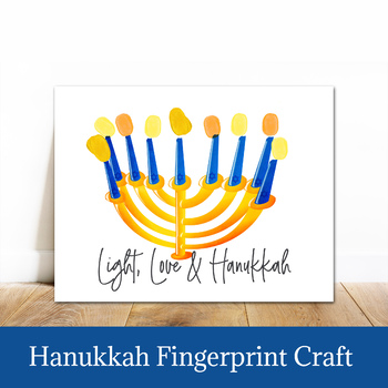 Preview of MENORAH CRAFTS, CHANUKAH FINGERPRINT ART, DAYCARE ACTIVITY, HOMESCHOOL PRINTABLE