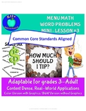 MENU MATH MINI LESSON #3 RESTAURANT TIPPING