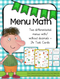 MENU MATH with 24 Task Cards  (differentiated word problems)