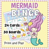FREE MERMAID THEMED BINGO & Memory Matching Card Game Activity