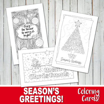 Christmas Cards For Coloring Worksheets Teaching Resources Tpt