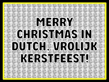 Preview of MERRY CHRISTMAS IN DUTCH, VROLIJK KERSTFEEST! Christmas Bulletin Board Decor