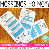 Preview of MESSAGES TO MOM - Editable Mother's Day Activity