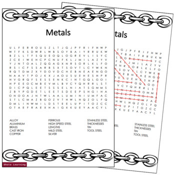 Metals Science Activity Word Find Words Search Finder Game Puzzle