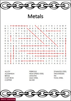 Metals Science Activity Word Find Words Search Finder Game Puzzle