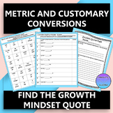 Metric and Customary Conversions Growth Mindset Quote Activity