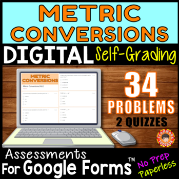Preview of METRIC CONVERSIONS ~ Self-Grading Quiz Assessments for Google Forms