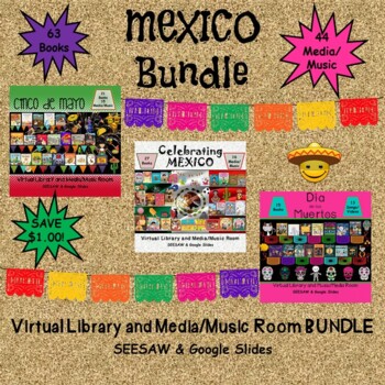 Preview of MEXICO Bundle of Virtual Libraries & Media/Music Rooms - SEESAW & Google Slides