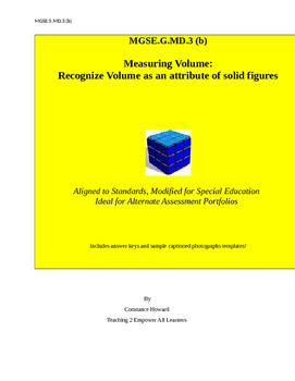 Preview of MGSE.5.MD.3 (b) Measuring and Recognizing Volume Distance Learning