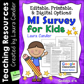 Preview of MI Survey for Kids - Printable, Digital, and Editable