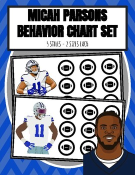 Preview of MICAH PARSONS SET of 5 Behavior Charts DALLAS COWBOYS NFL FOOTBALL