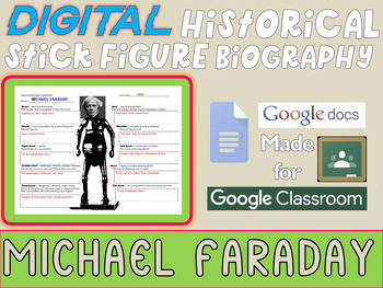 Preview of MICHAEL FARADAY Digital Historical Stick Figure Biography (MINI BIOS)