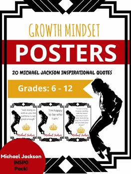 Preview of MICHAEL JACKSON King Pop Music  Growth Mindset Motivational POSTERS for Teachers