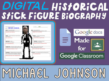Preview of MICHAEL JOHNSON Digital Historical Stick Figure Biography (MINI BIOS)