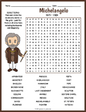 MICHELANGELO Biography Word Search Puzzle Worksheet Activity