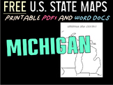 MICHIGAN FREE PRINTABLE STATE MAP (IN PDF AND MS WORD FORMATS)